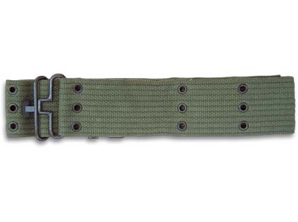 Cinturon militar verde hebilla metal gancho. Ref. 33117